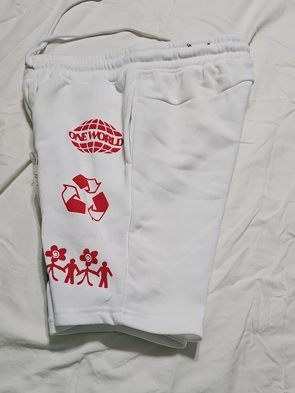 White Graphic Men’s Shorts - One World Design